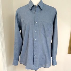 Yves Saint Laurent blue checked LS shirt, 16x34/35, Large